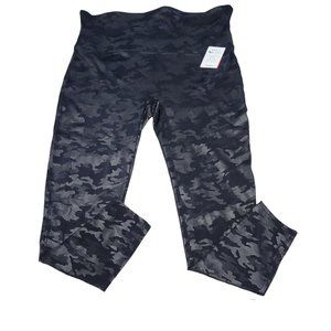 Spanx Womens Black Gray Camouflage Faux Leather High Waist Leggings Size 3X NWT‎